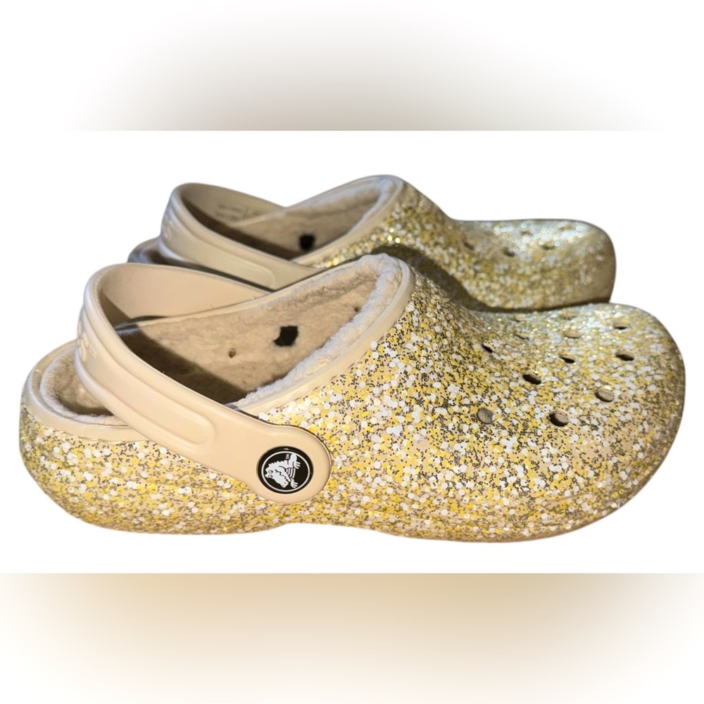 Kids Crocs cream gold Clogs size 2